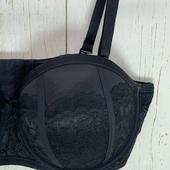 Torrid Curve Push Up Bra Size 40DD Black Convertible Strapless Underwire Lace - Picture 3 of 8